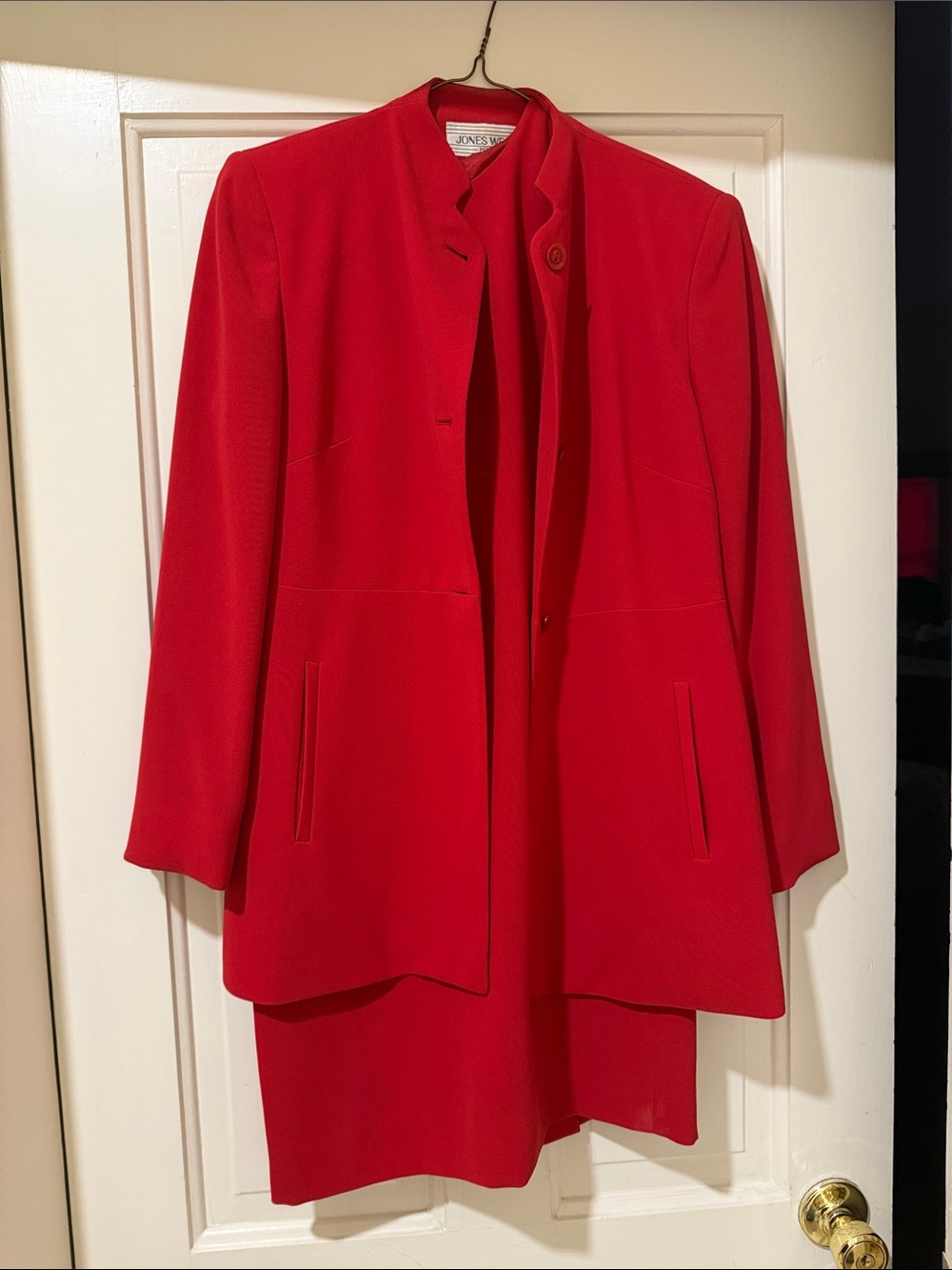 Jones New York Vibrant Red Collarless Blazer